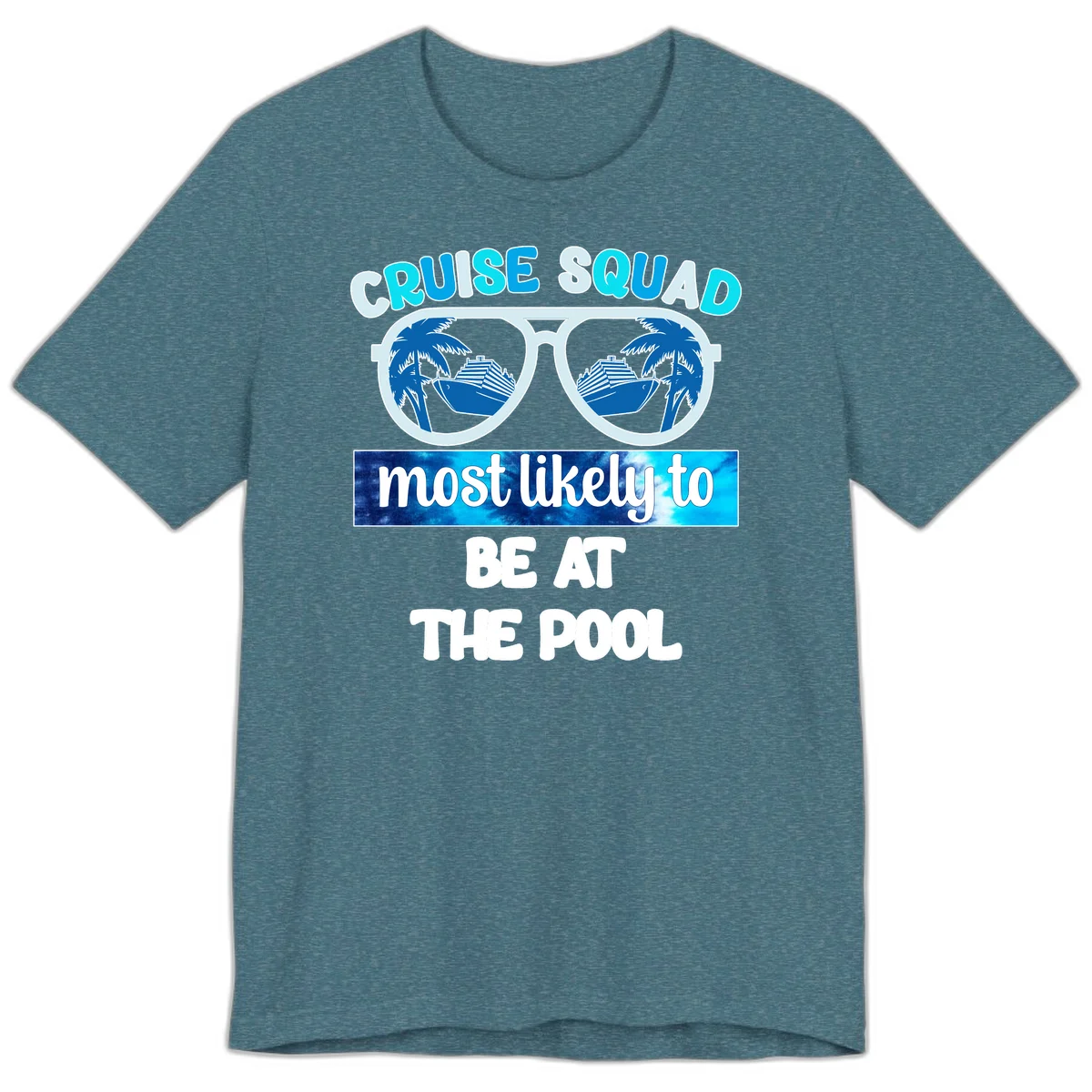 Cruise Squad Pool Party Vibes Premium T-Shirt in Heather Deep Teal