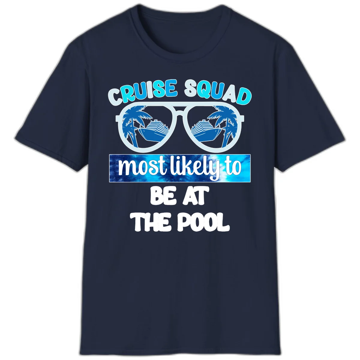 Cruise Squad Pool Party Vibes T-Shirt in Navy