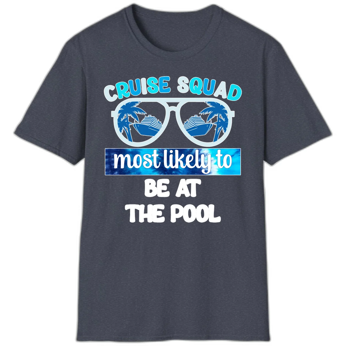 Cruise Squad Pool Party Vibes T-Shirt in Heather Navy