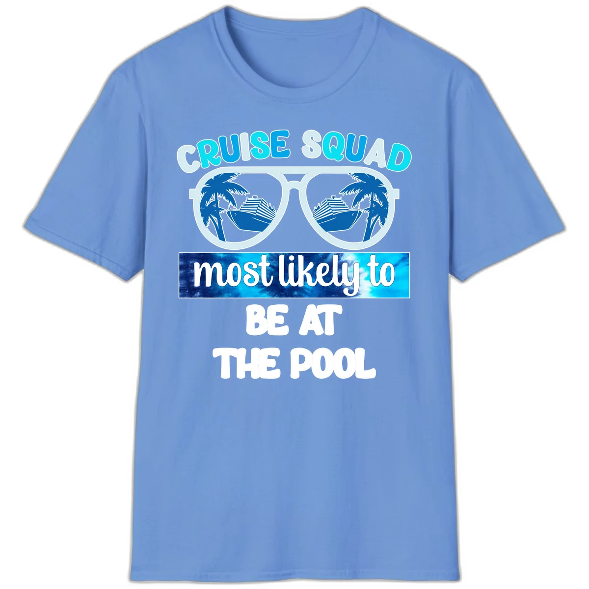 Cruise Squad Pool Party Vibes T-Shirt in Carolina Blue