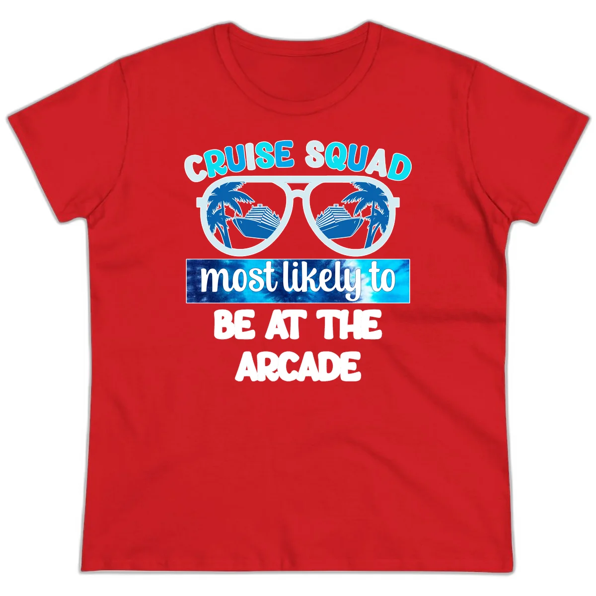 Cruise Squad Arcade Vibes Ladies Tee in Red
