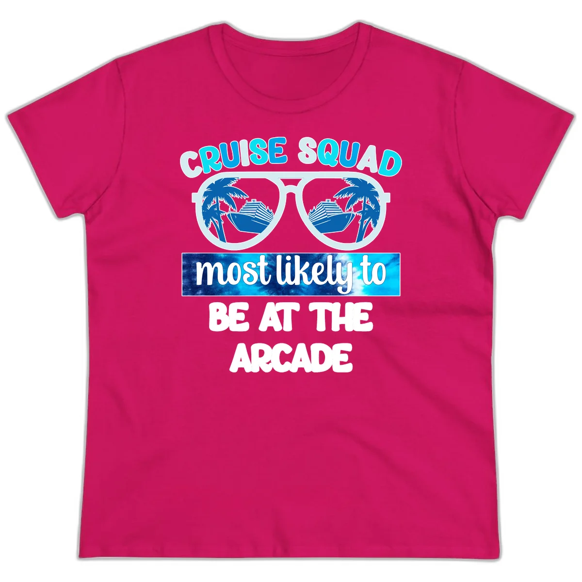 Cruise Squad Arcade Vibes Ladies Tee in Heliconia