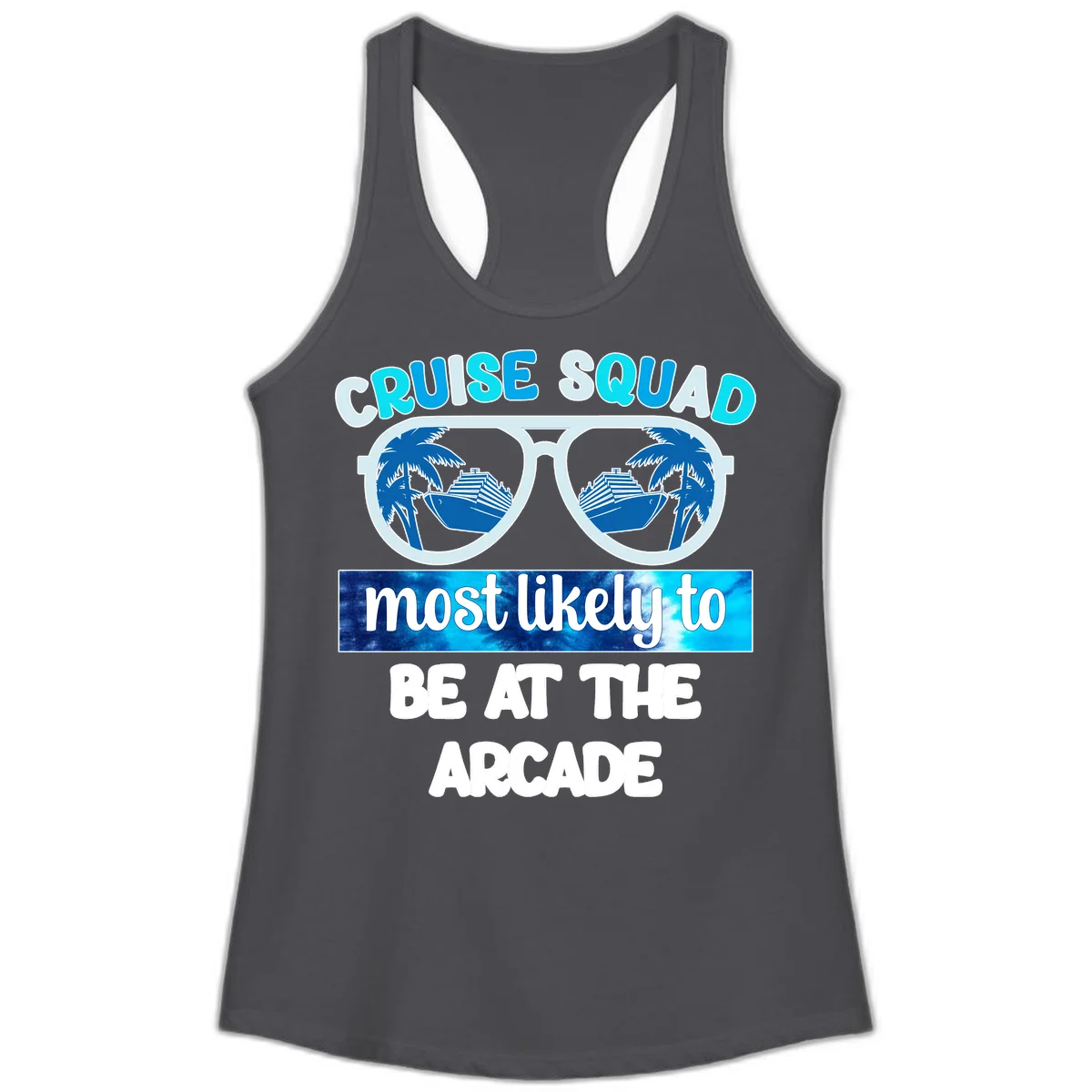 Cruise Squad Arcade Vibes Ladies Tank in Solid Dark Gray