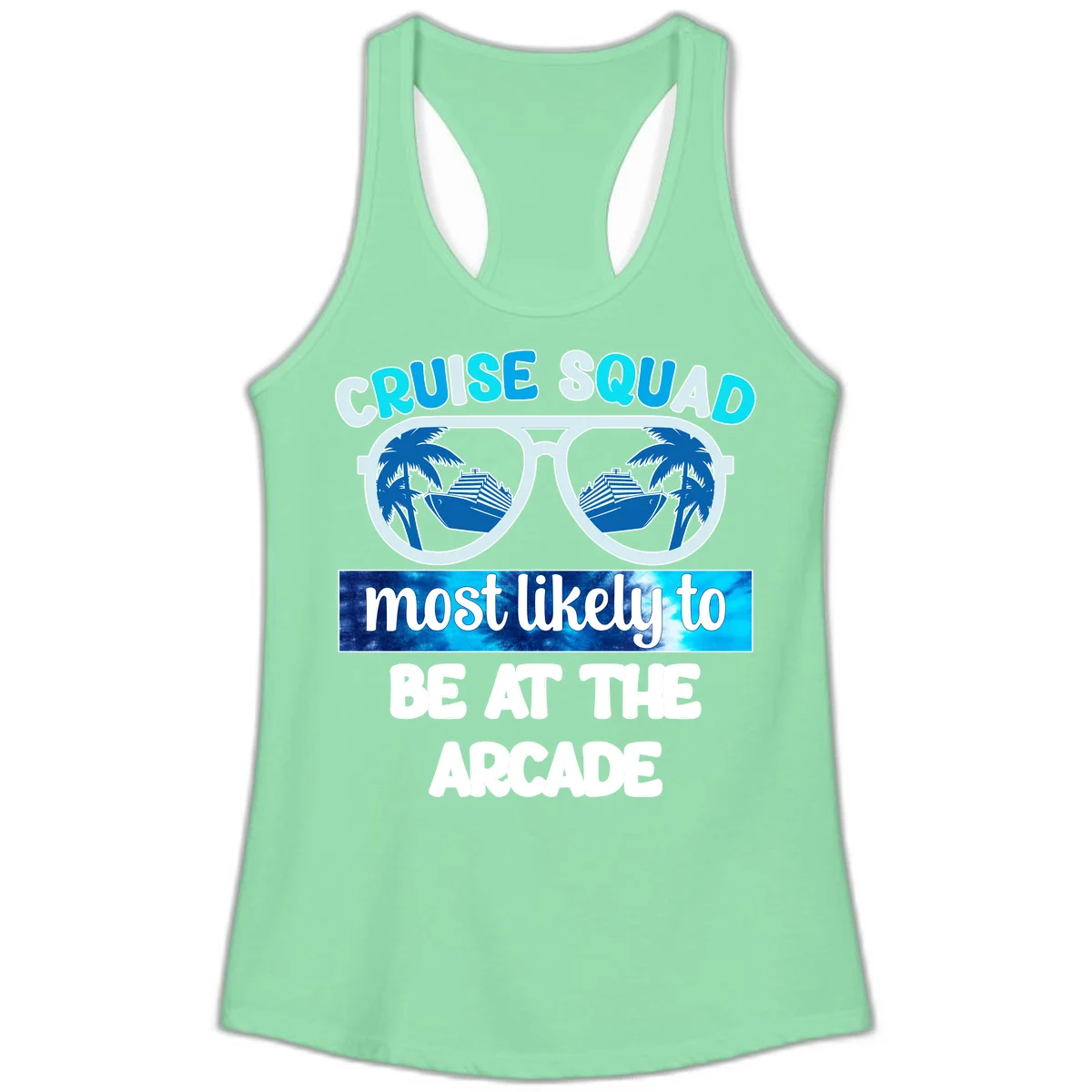 Cruise Squad Arcade Vibes Ladies Tank in Solid Mint