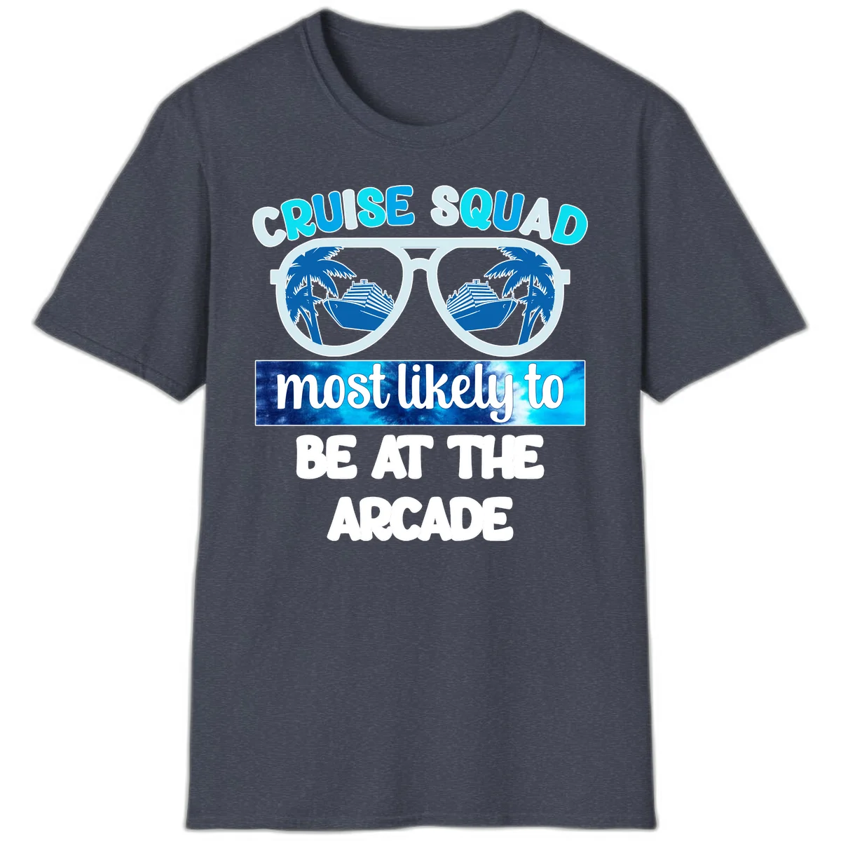 Cruise Squad Arcade Vibes T-Shirt in Heather Navy