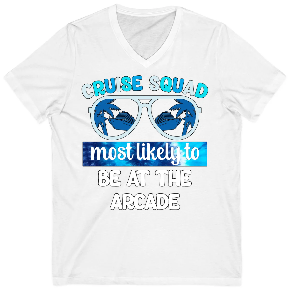 Cruise Squad Arcade Vibes V-Neck in White