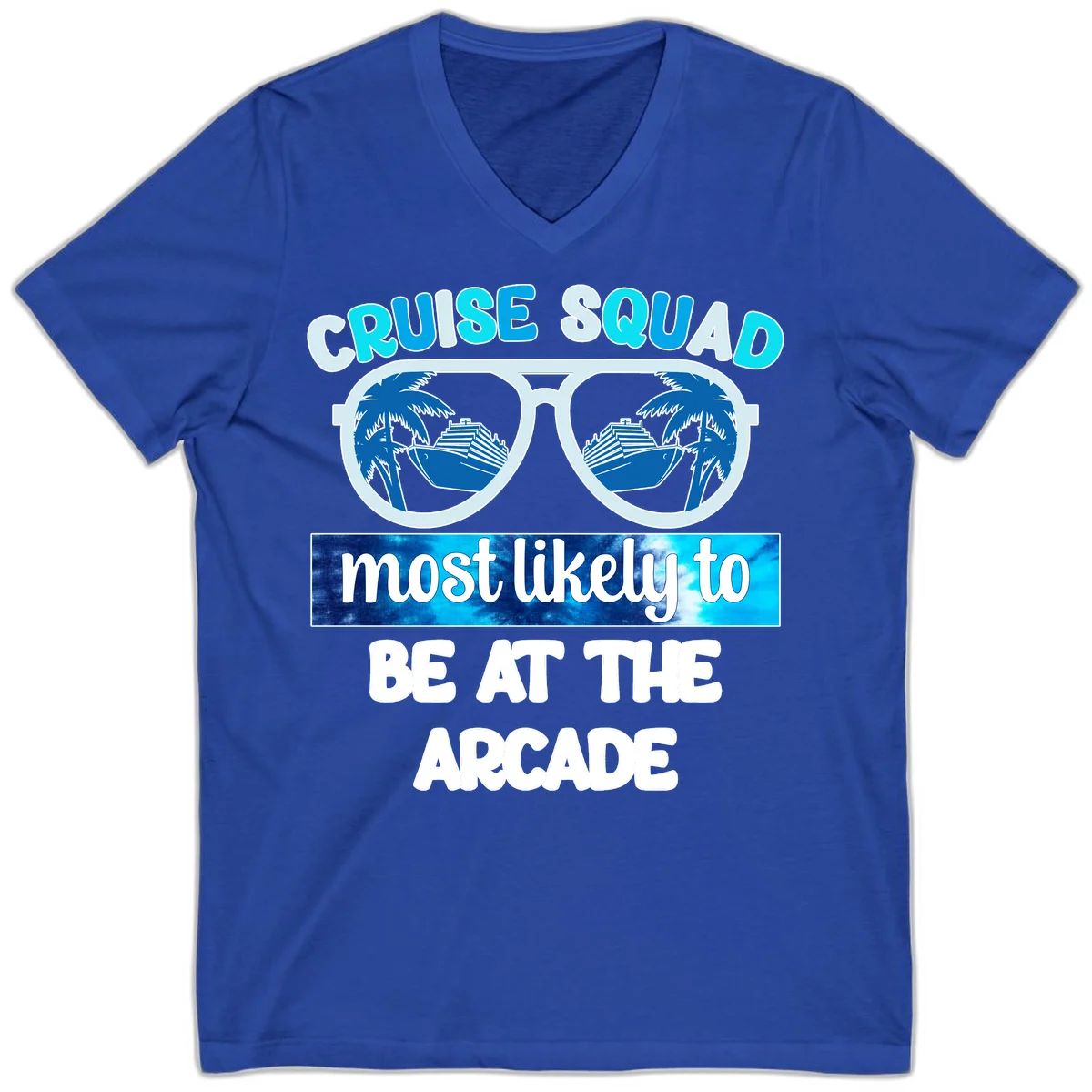 Cruise Squad Arcade Vibes V-Neck in True Royal