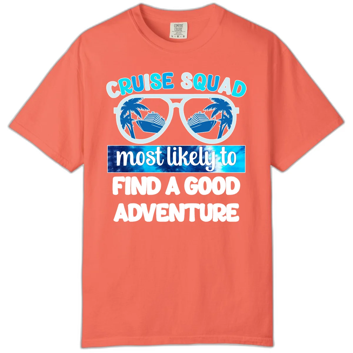 Cruise Squad Good Adventure Comfort Color T-Shirt in Bright Salmon