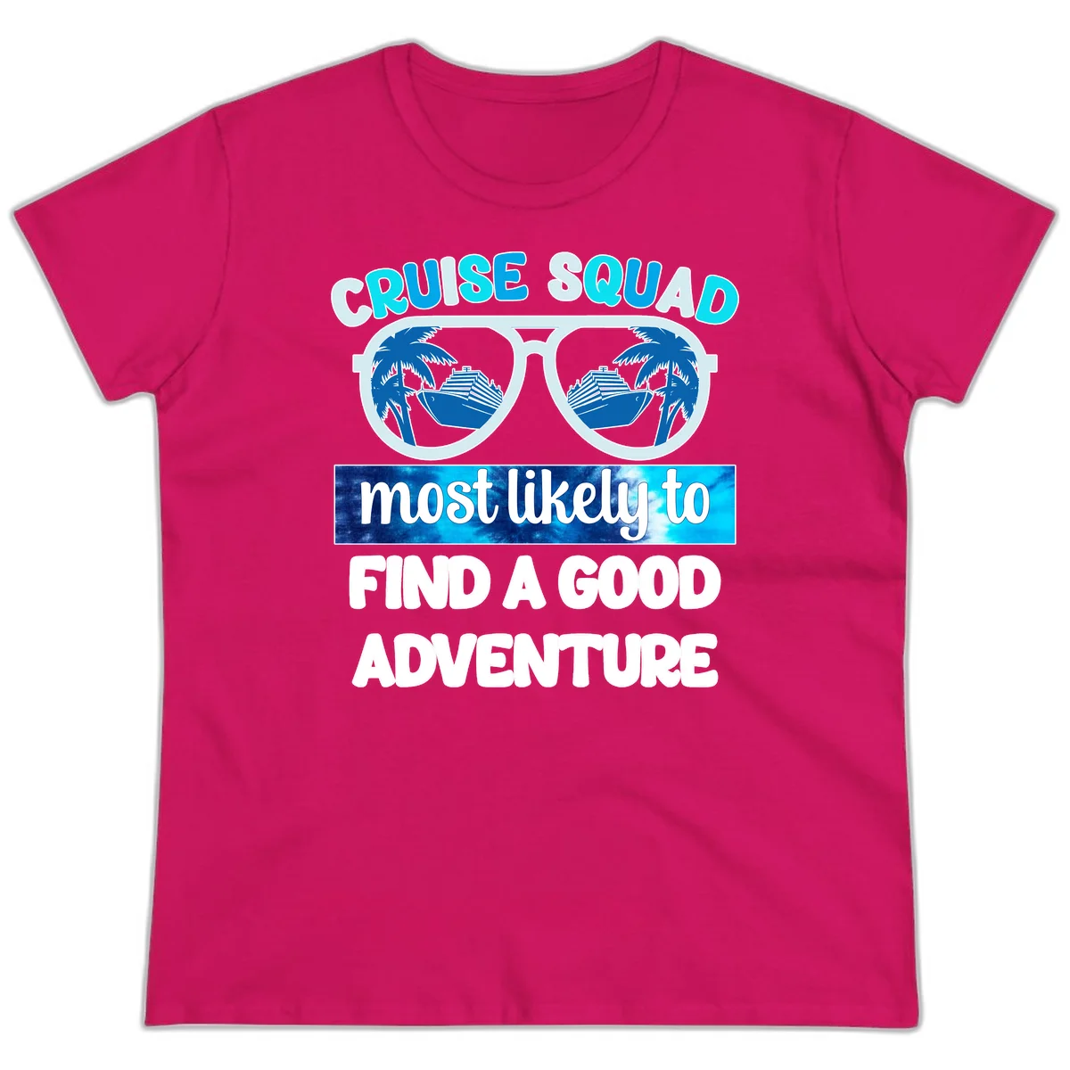 Cruise Squad Good Adventure Ladies Tee in Heliconia