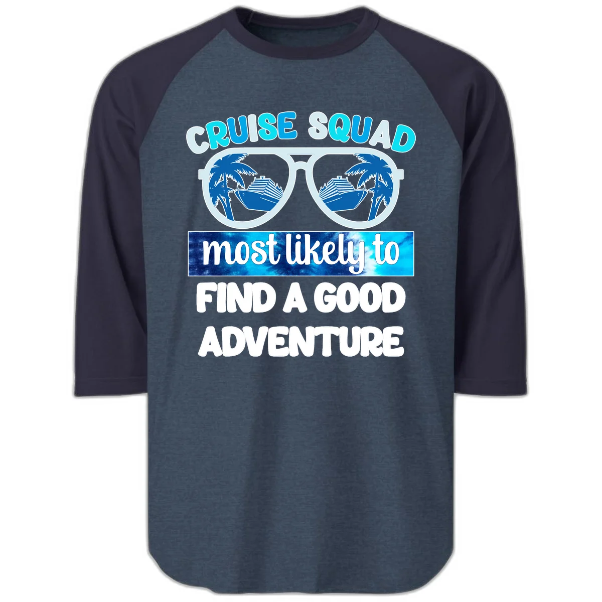 Cruise Squad Good Adventure Raglan 3/4 in Heather Denim Navy