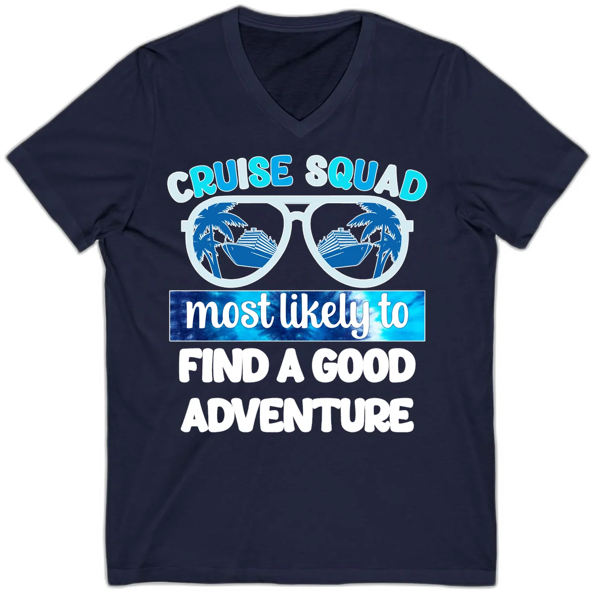 Cruise Squad Good Adventure V-Neck in Navy