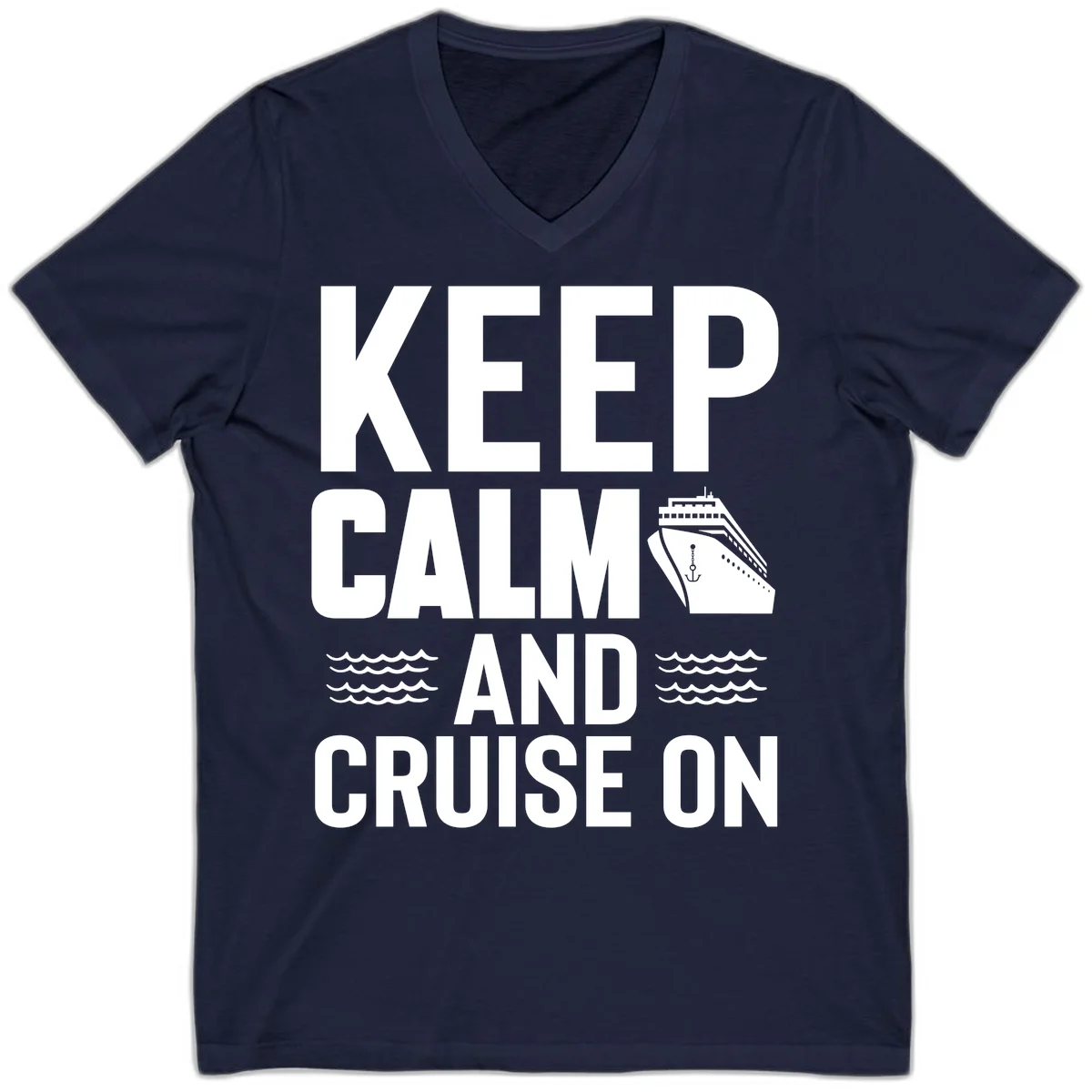 Keep Calm and Cruise On V-Neck T-Shirt in Navy