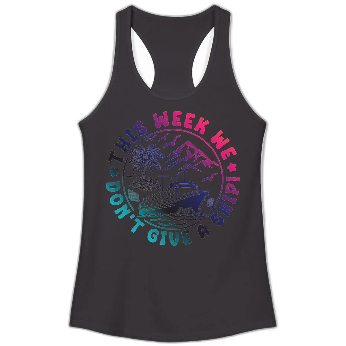 This Week I'm On A Cruise Ship Ladies Tank in Black