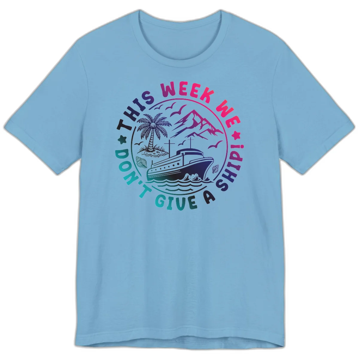 This Week I'm On A Cruise Ship Premium T-Shirt in Ocean Blue
