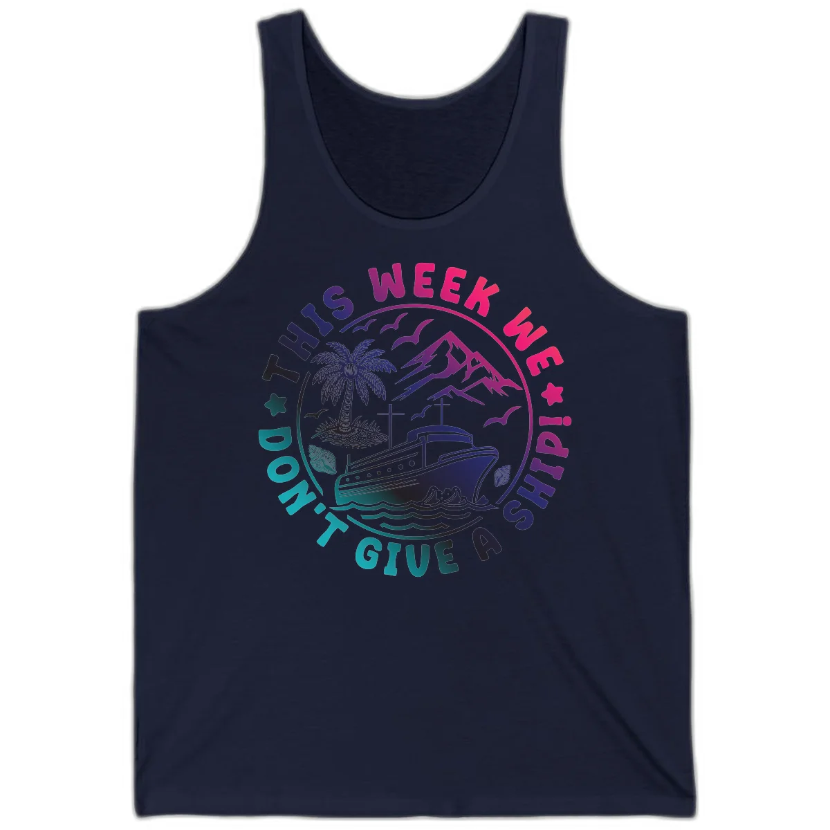 This Week I'm On A Cruise Ship Tank Top in Navy