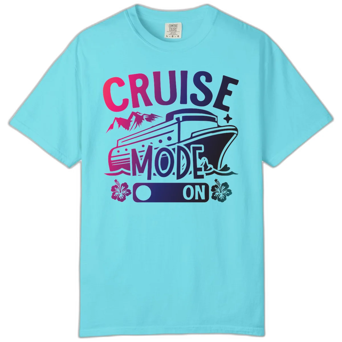 Cruise Mode On Comfort Color T-Shirt in Lagoon Blue