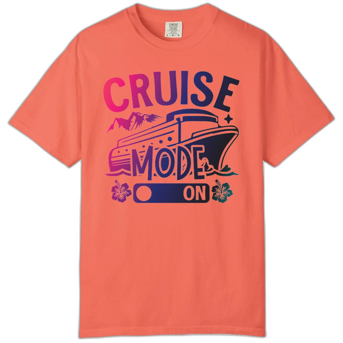 Cruise Mode On Comfort Color T-Shirt in Bright Salmon