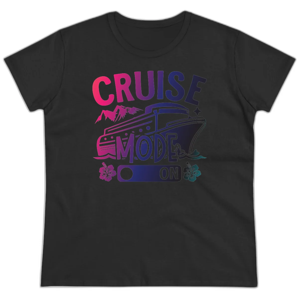 Cruise Mode On Ladies Tee in Black