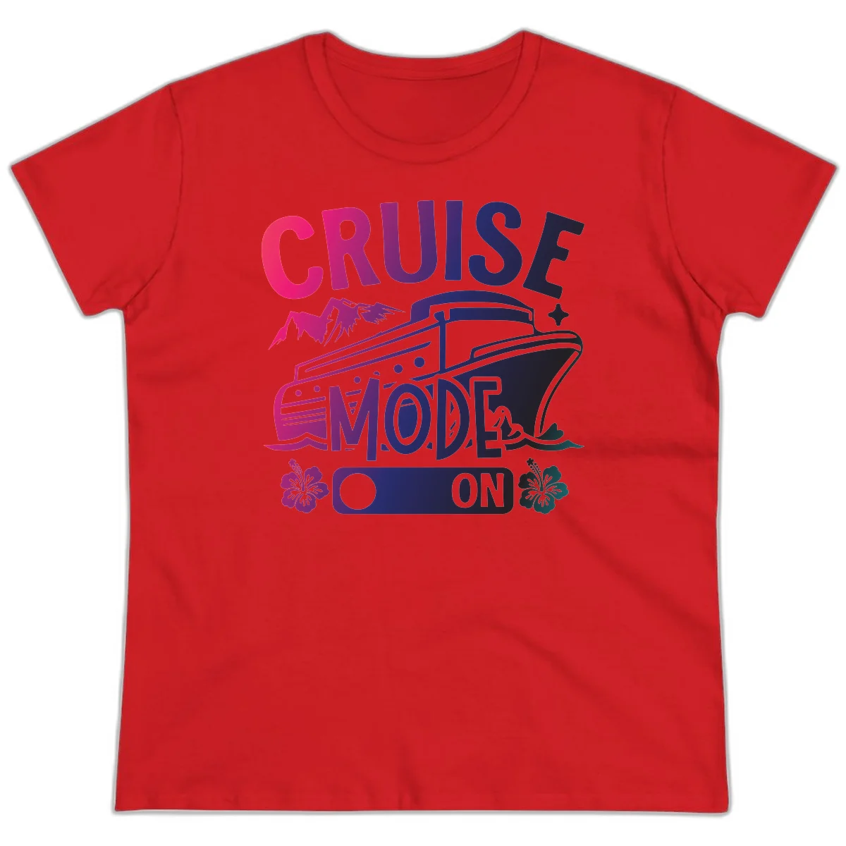 Cruise Mode On Ladies Tee in Red