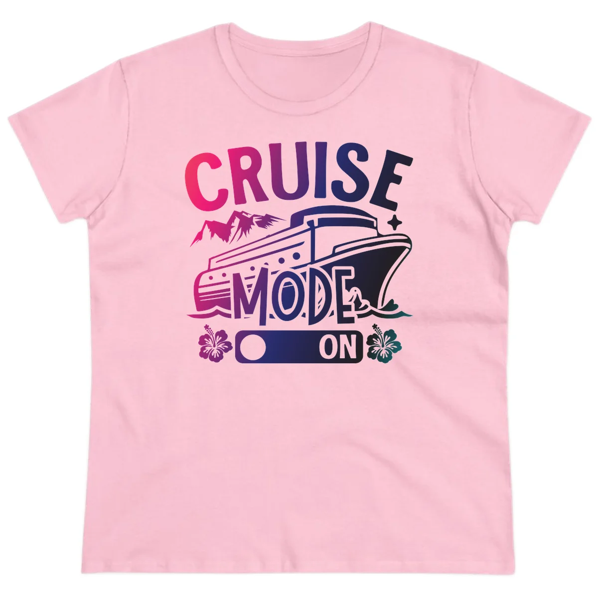 Cruise Mode On Ladies Tee in Light Pink