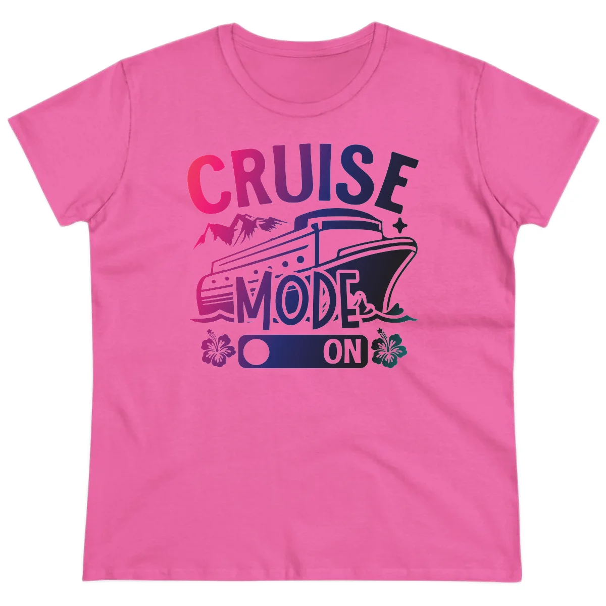 Cruise Mode On Ladies Tee in Azalea