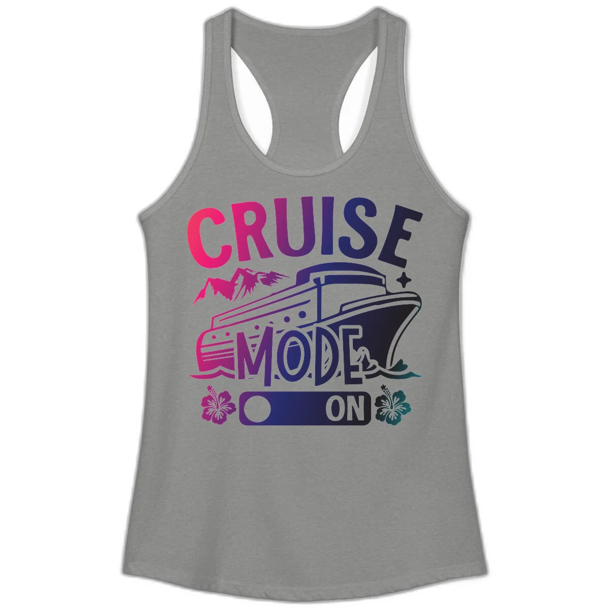 Cruise Mode On Ladies Tank in Heather Grey