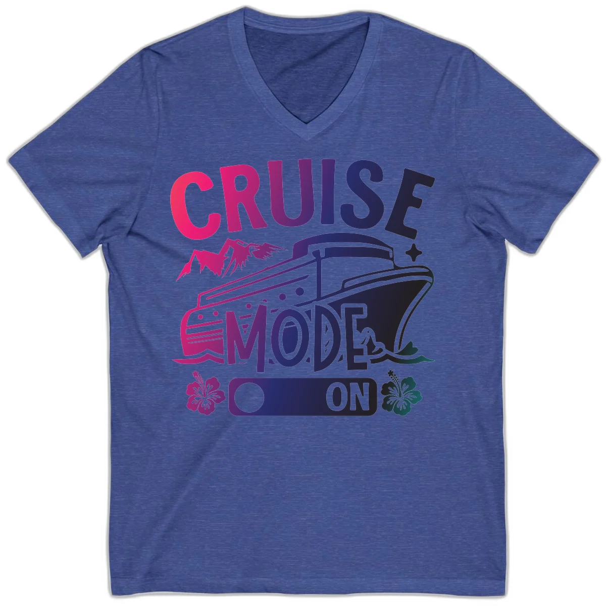 Cruise Mode On V-Neck in Heather True Royal
