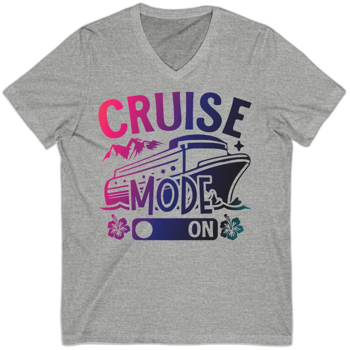Cruise Mode On V-Neck in Athletic Heather