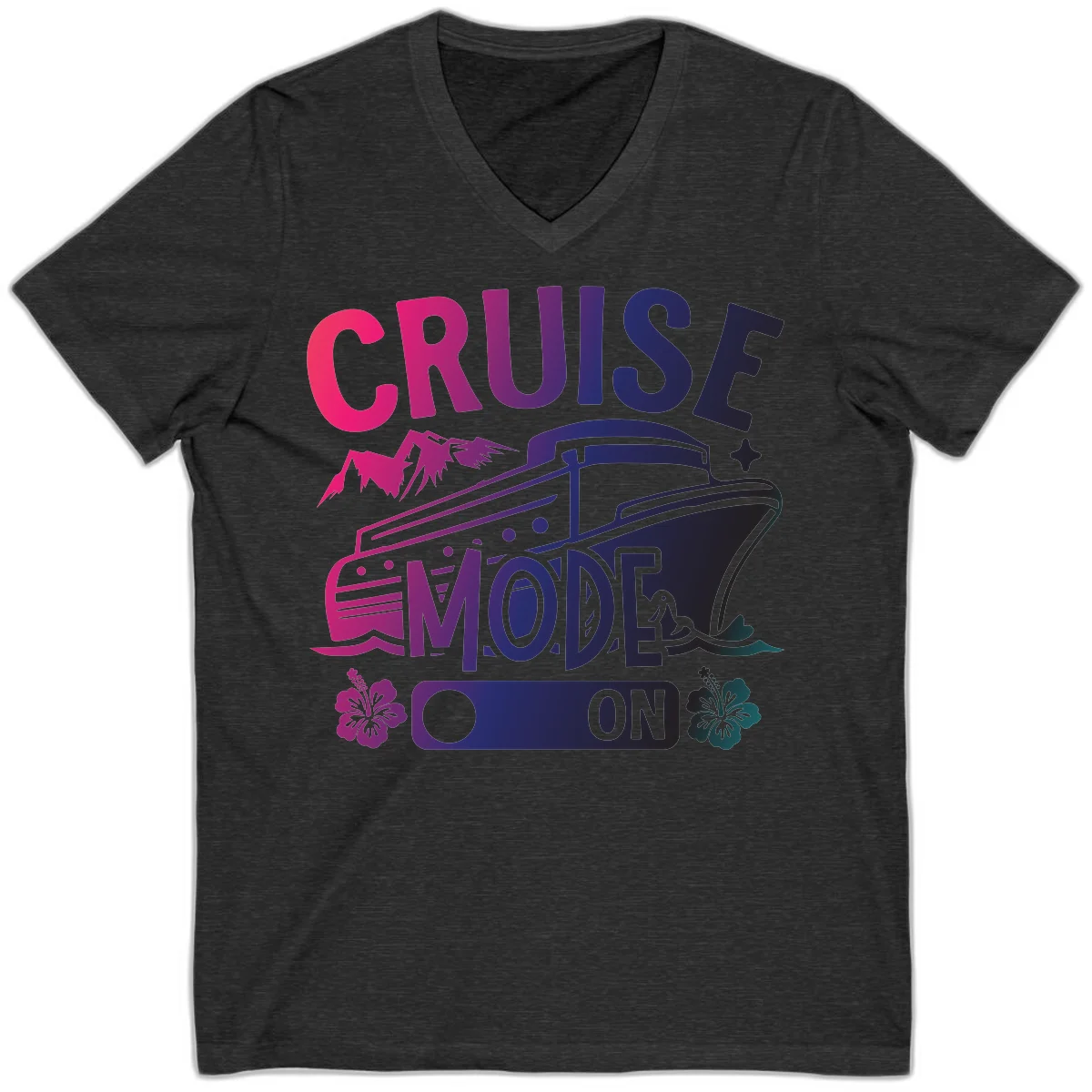 Cruise Mode On V-Neck in Dark Grey Heather
