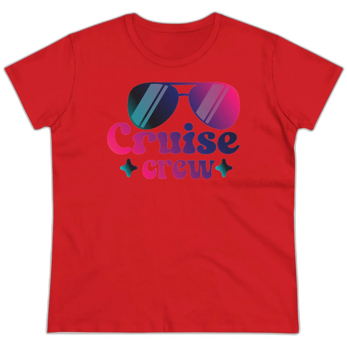 Cruise Crew Vibes Ladies Tee in Red