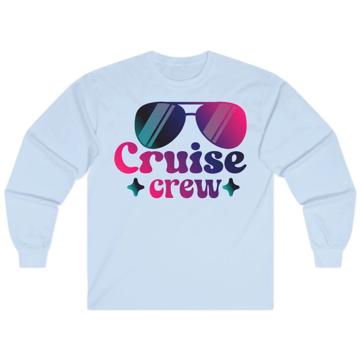 Cruise Crew Vibes Long Sleeve T-Shirt in Light Blue
