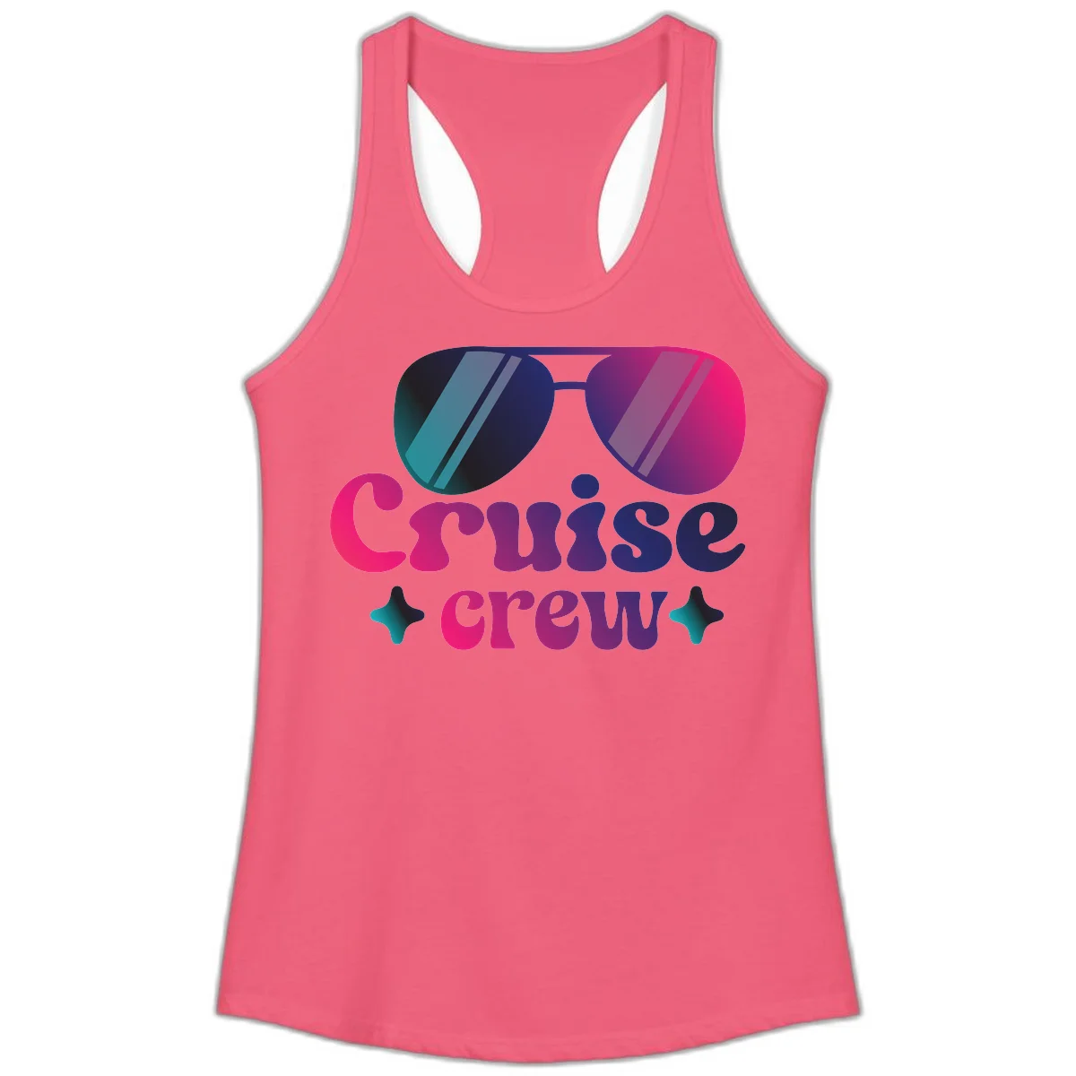 Cruise Crew Vibes Ladies Tank Top in Hot Pink