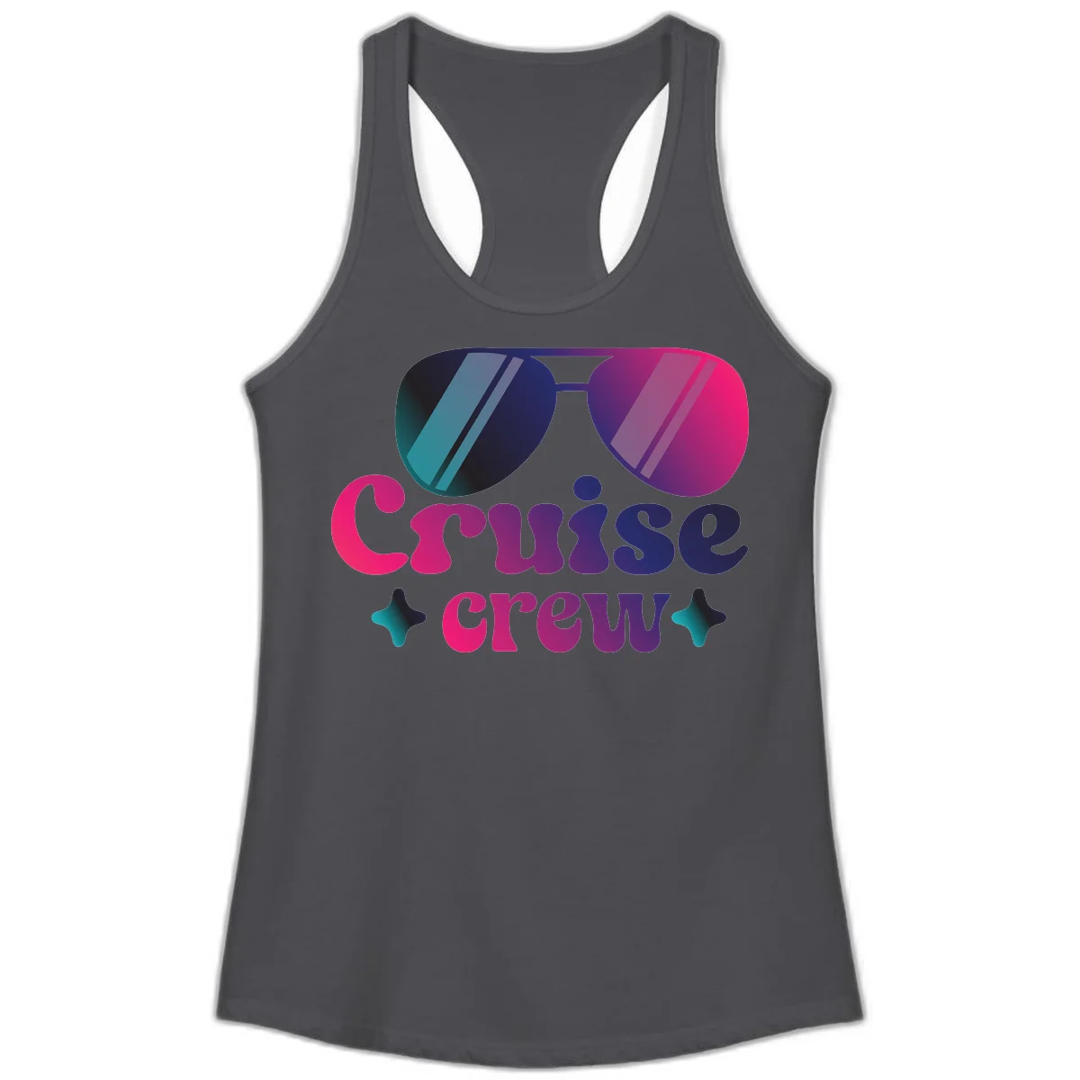 Cruise Crew Vibes Ladies Tank Top in Solid Dark Gray