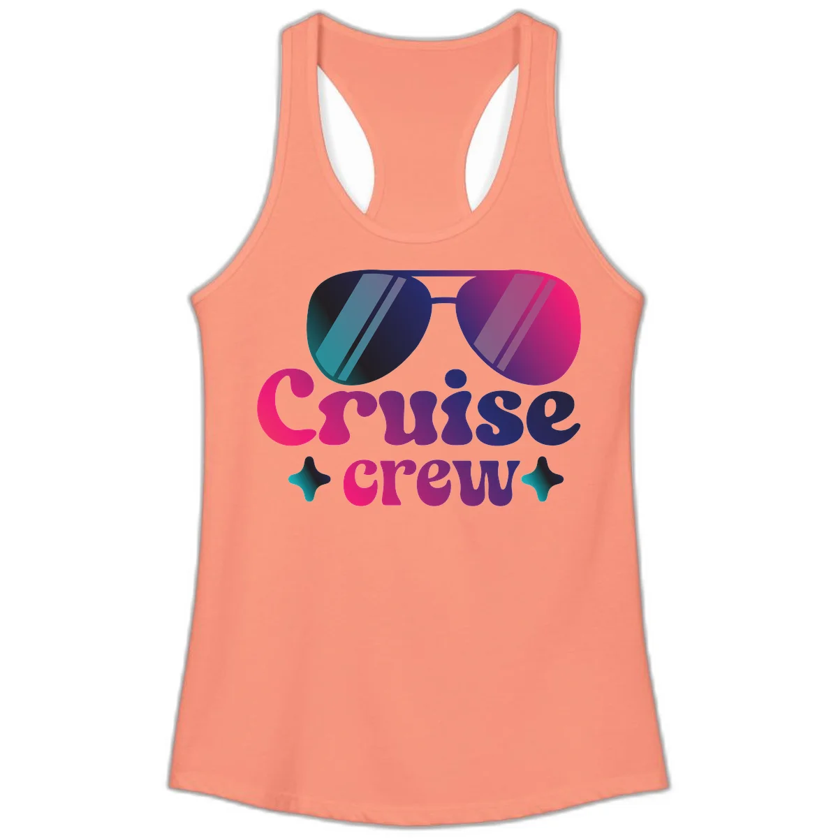 Cruise Crew Vibes Ladies Tank Top in Solid Light Orange