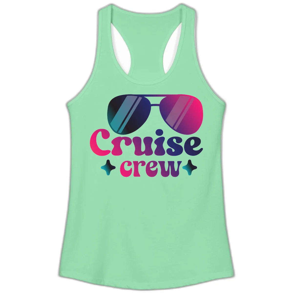 Cruise Crew Vibes Ladies Tank Top in Solid Mint
