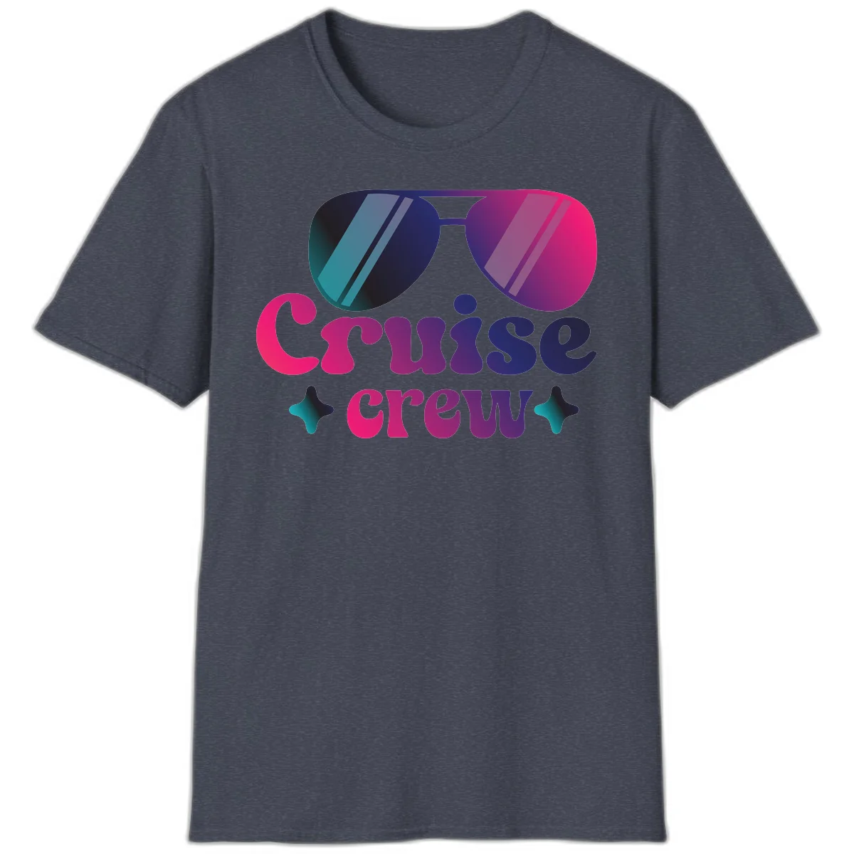 Cruise Crew Vibes T-Shirt in Heather Navy