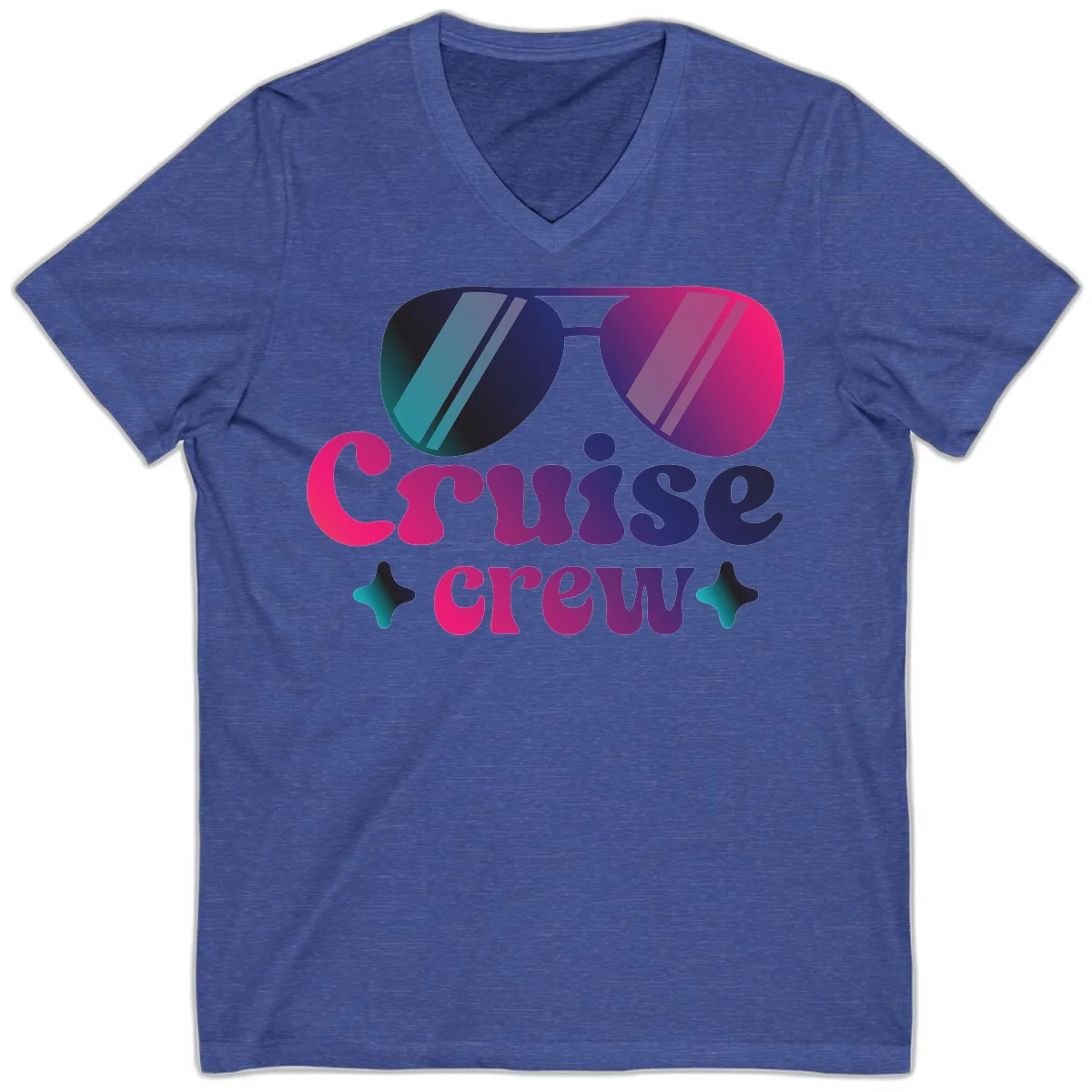 Cruise Crew Vibes V-Neck T-Shirt in Heather True Royal