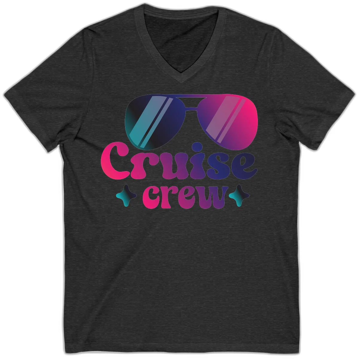 Cruise Crew Vibes V-Neck T-Shirt in Dark Grey Heather