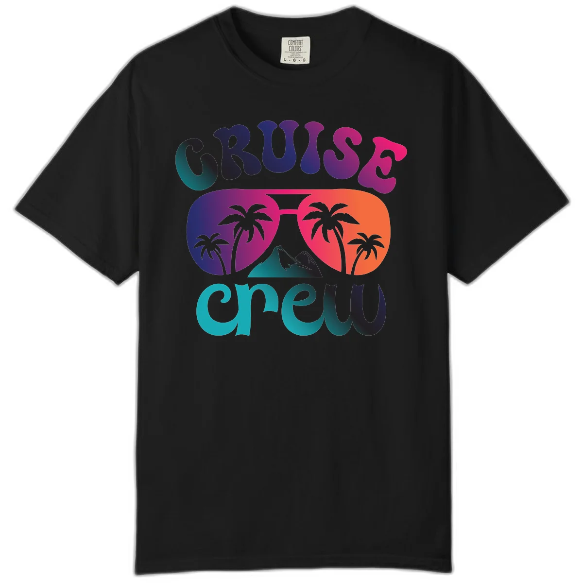 Cruise Crew Tropical Paradise Comfort Colors Tee in Black
