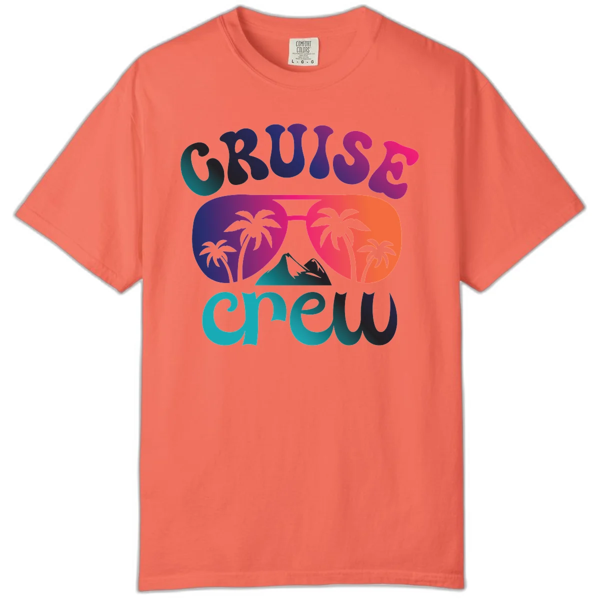 Cruise Crew Tropical Paradise Comfort Colors Tee in Bright Salmon