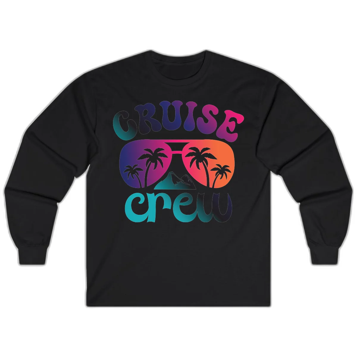 Cruise Crew Tropical Paradise Long Sleeve Tee in Black