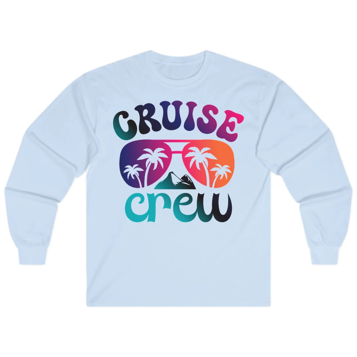 Cruise Crew Tropical Paradise Long Sleeve Tee in Light Blue