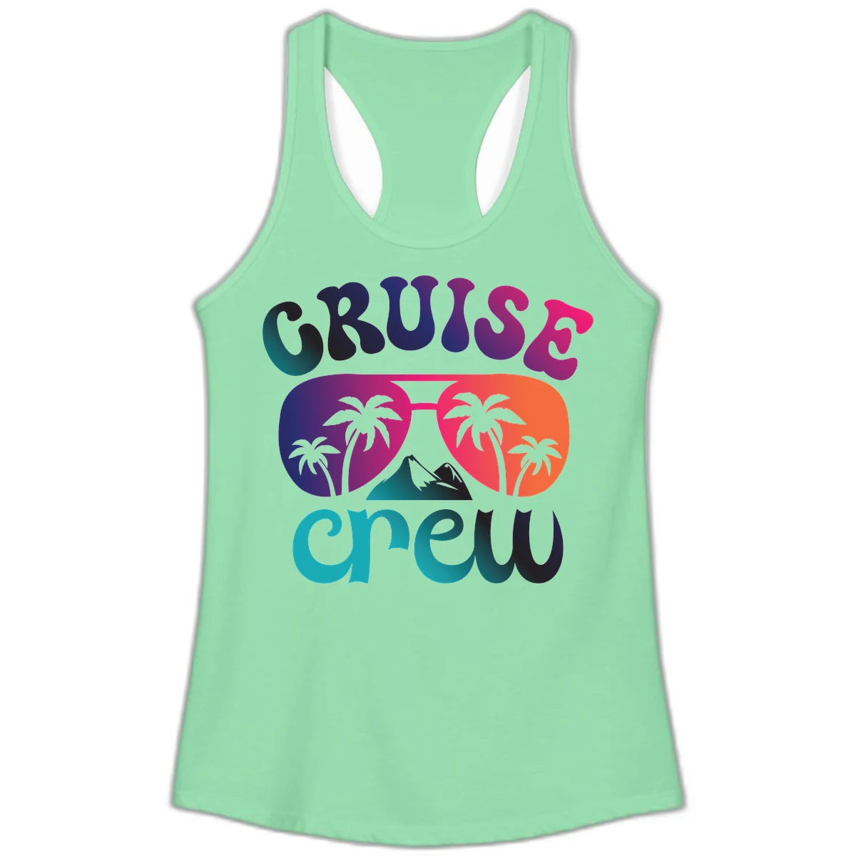 Cruise Crew Tropical Paradise Ladies Racerback Tank in Solid Mint