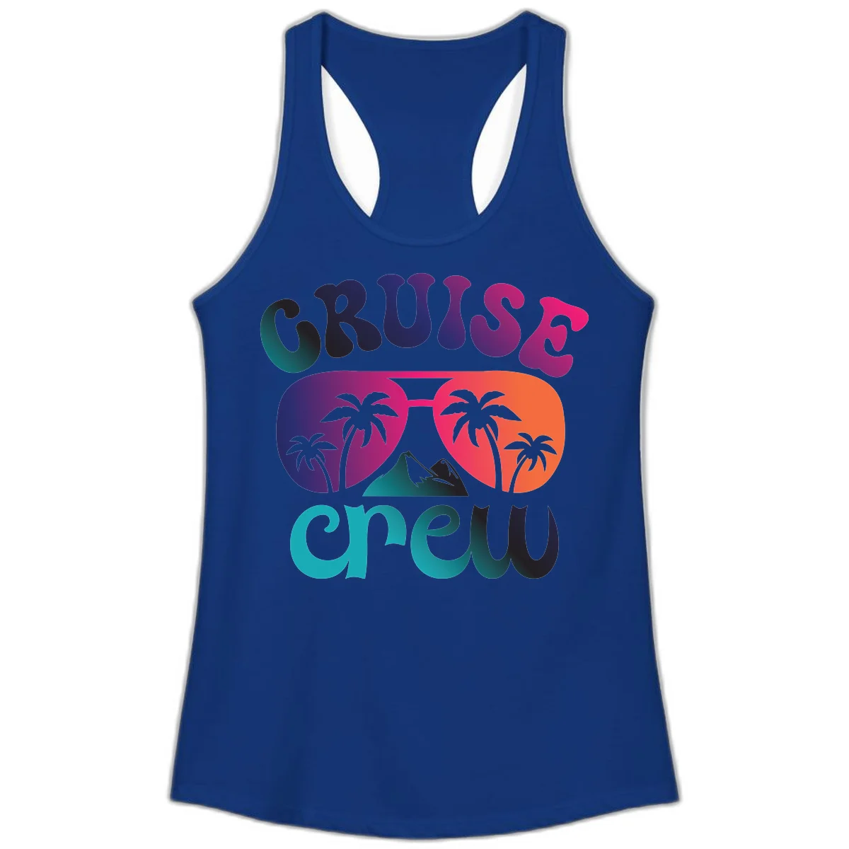 Cruise Crew Tropical Paradise Ladies Racerback Tank in Solid Royal