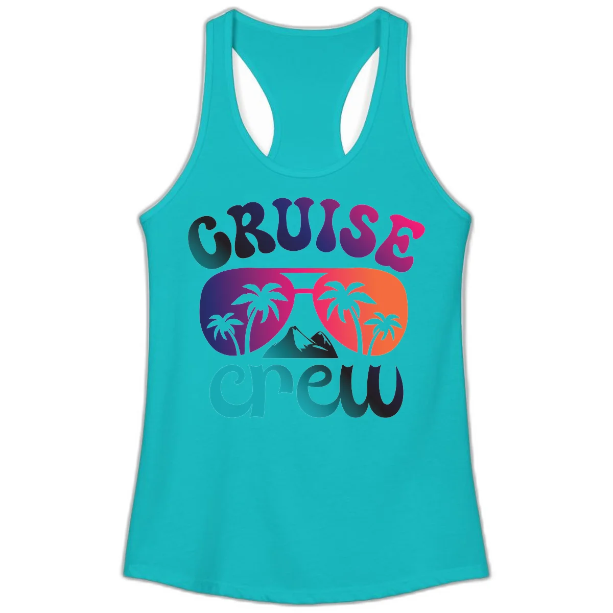 Cruise Crew Tropical Paradise Ladies Racerback Tank in Tahiti Blue