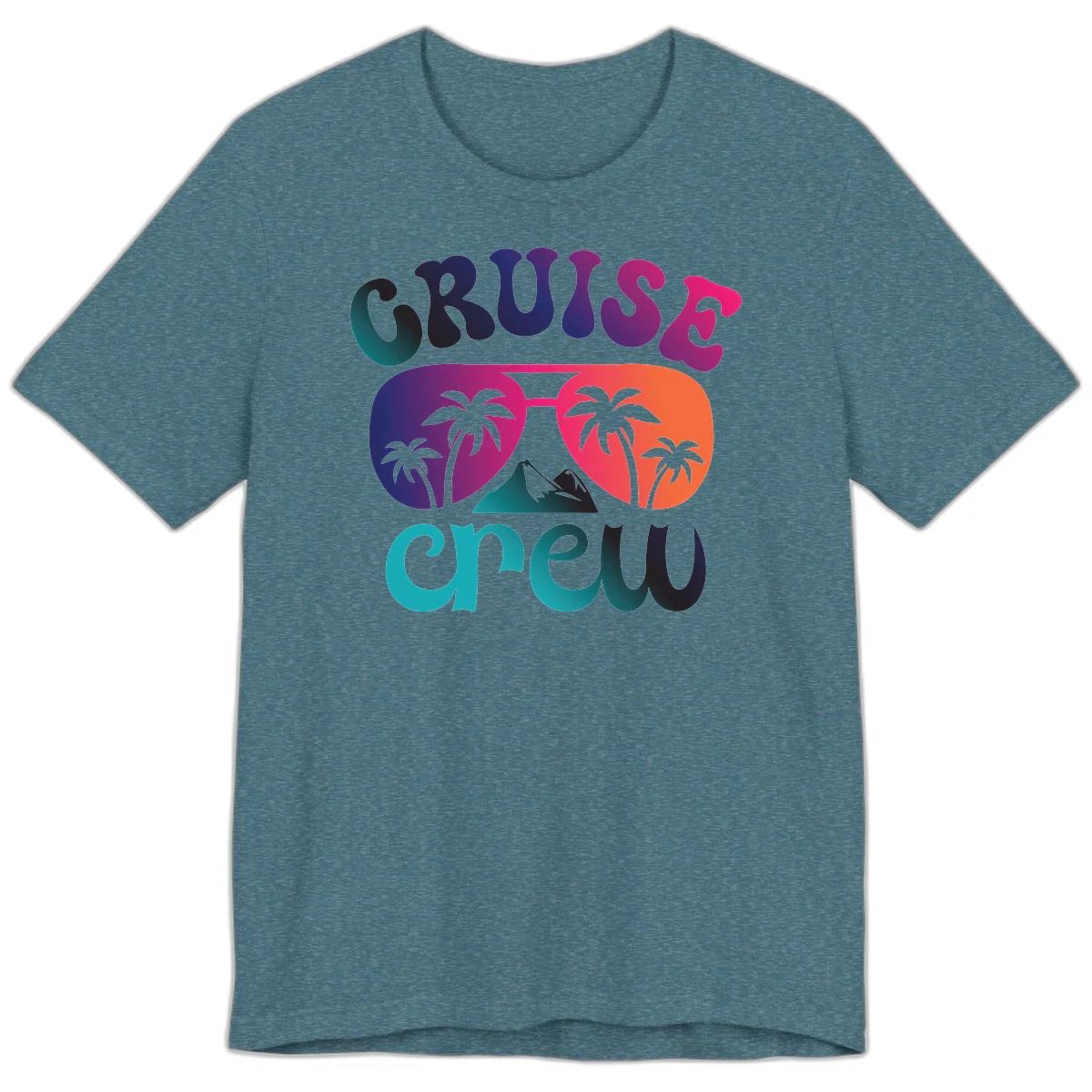 Cruise Crew Tropical Paradise Premium T-Shirt in Heather Deep Teal