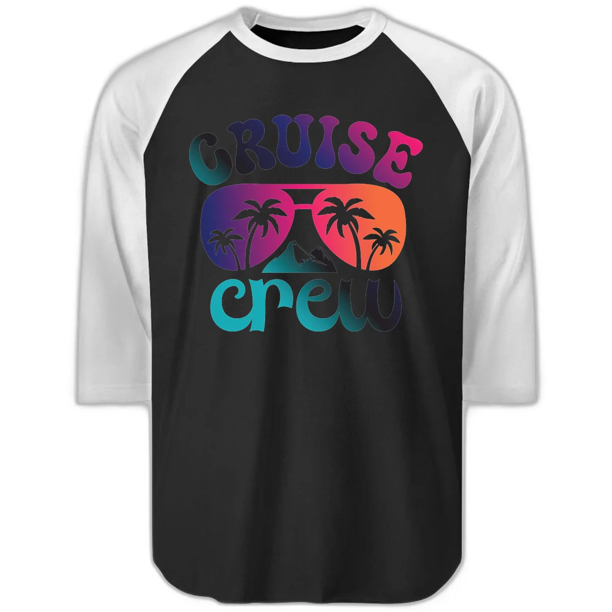 Cruise Crew Tropical Paradise Raglan 3/4 Sleeve in Black White