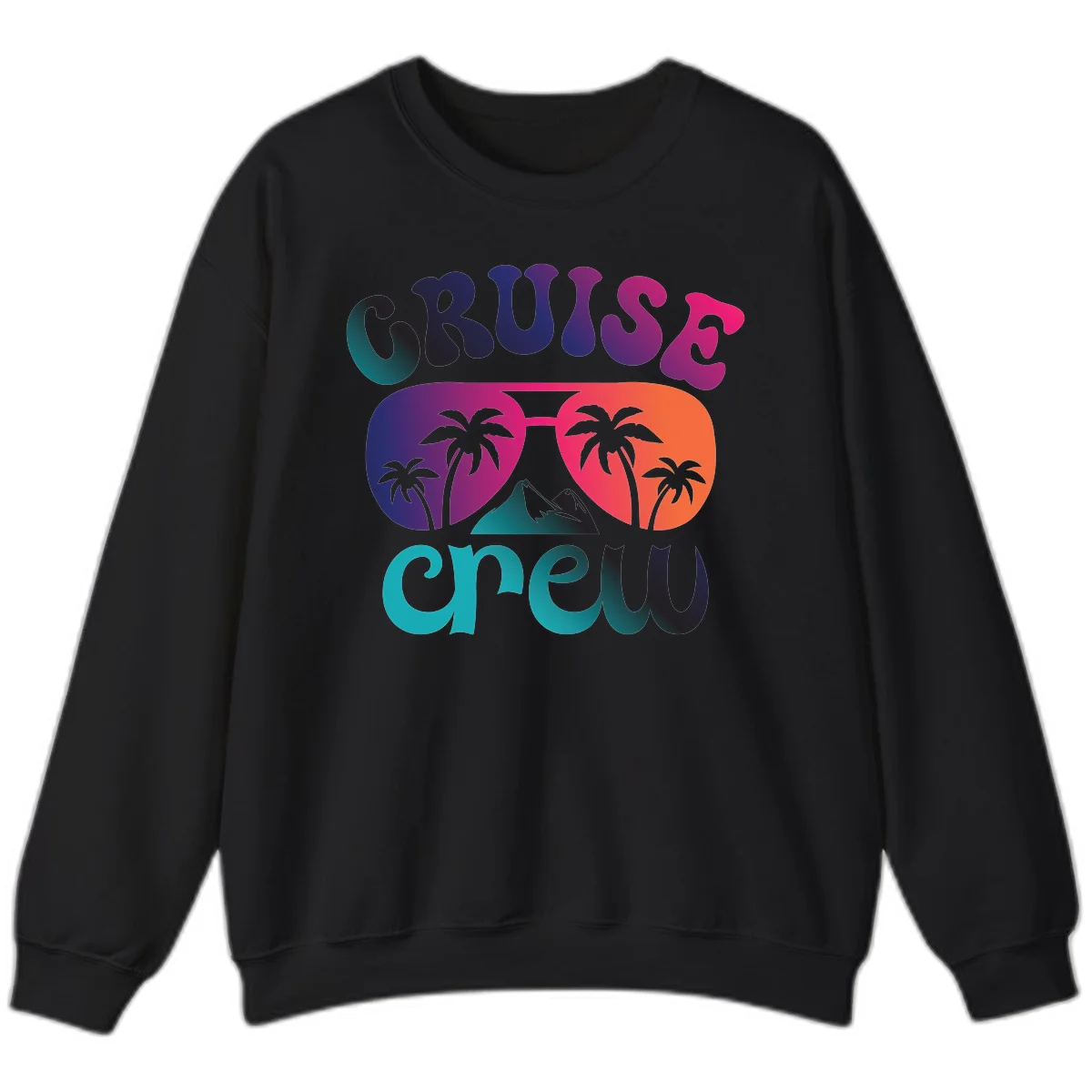 Cruise Crew Tropical Paradise Crewneck Sweatshirt in Black