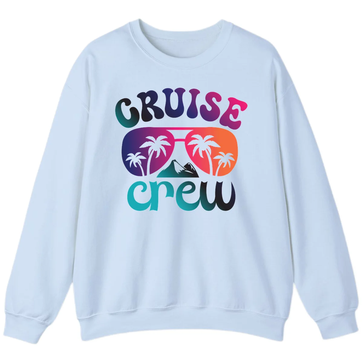 Cruise Crew Tropical Paradise Crewneck Sweatshirt in Light Blue
