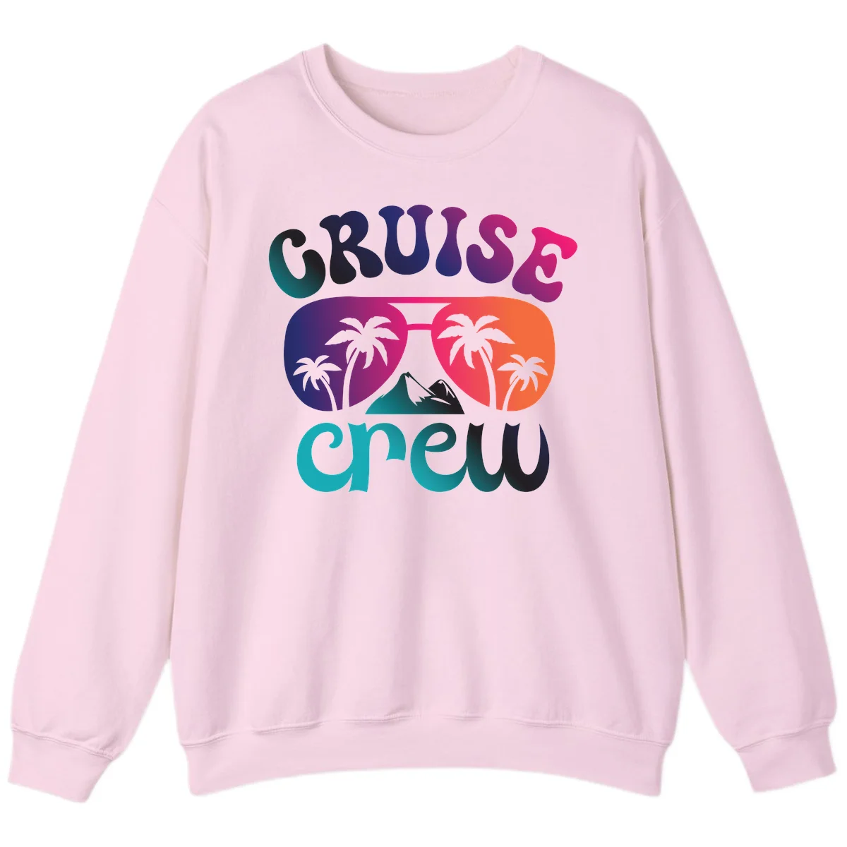 Cruise Crew Tropical Paradise Crewneck Sweatshirt in Light Pink